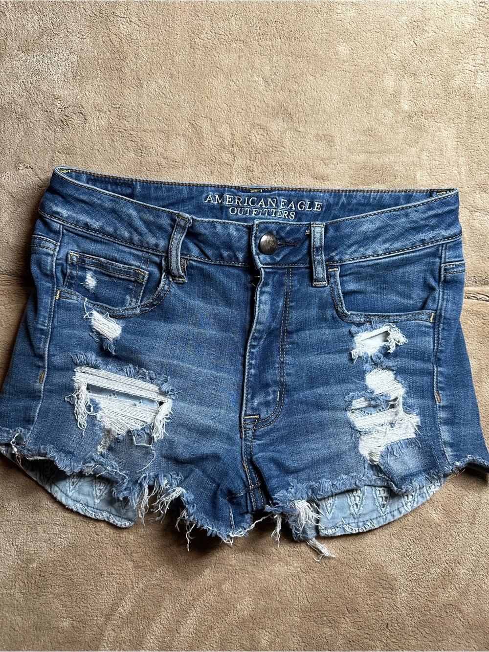 American Eagle Outfitters Blue Distressed Denim Cutoff Shorts